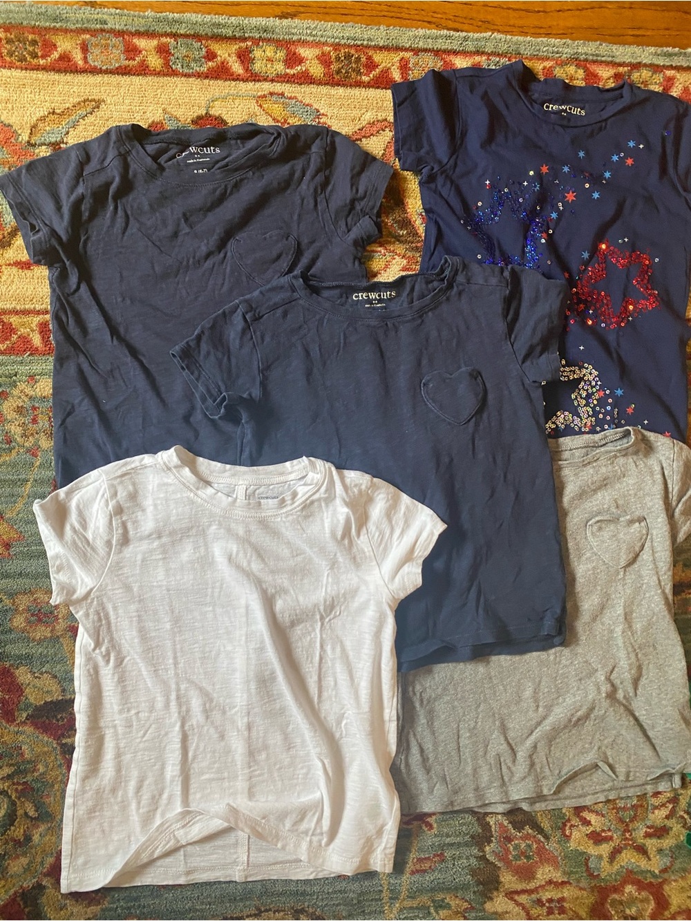 Crewcuts Navy, White & Gray Short-Sleeve Tee Bundle - girls Small (6-7)